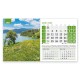 A multi-page pyramid calendar featuring photographs of Bulgarian nature and an advertising banner