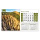 A multi-page pyramid calendar featuring photographs of Bulgarian nature and an advertising banner