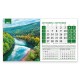 A multi-page pyramid calendar featuring photographs of Bulgarian nature and an advertising banner