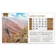 A multi-page pyramid calendar featuring photographs of Bulgarian nature and an advertising banner