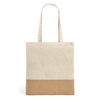 Cotton bag (160 g/m²) with imitation jute details 92882 MERCAT Cotton bag (160 g/m²) with imitation jute details 92882 MERCAT