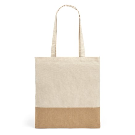 Cotton bag (160 g/m²) with imitation jute details 92882 MERCAT Cotton bag (160 g/m²) with imitation jute details 92882 MERCAT