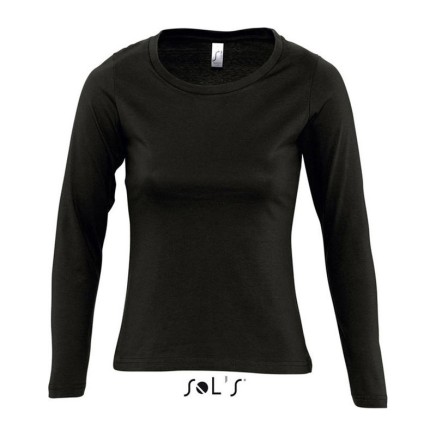 SO11425 SOL'S MAJESTIC - WOMEN'S ROUND COLLAR LONG SLEEVE Black
