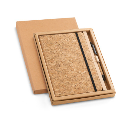 A5 notepad and ballpoint pen set in cork FREUD 93578-160
