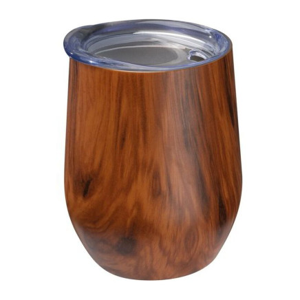 Stainless steel mug with wooden look Brighton - 1566