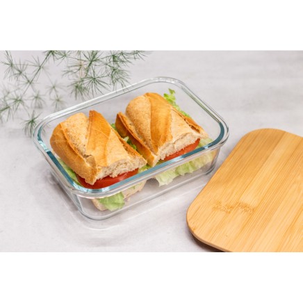 Glass lunchbox with bamboo lid - 1834