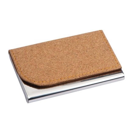 Metal Business Card Holder with cork Surface - 2266