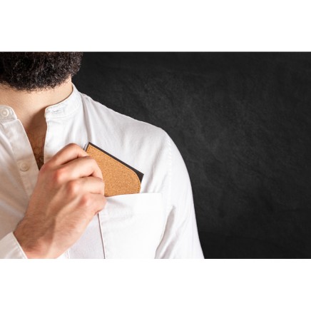 Metal Business Card Holder with cork Surface - 2266