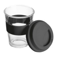 Glass mug with silicon sleeve and lid - 257203 Glass mug with silicon sleeve and lid - 257203
