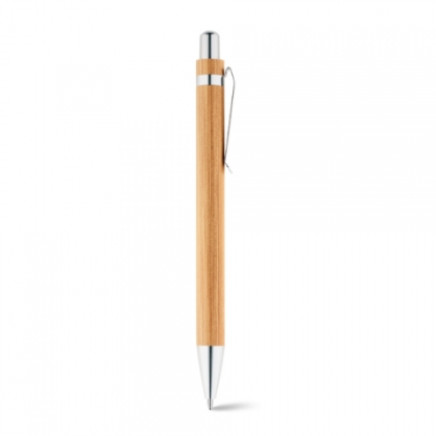 Bamboo ball pen with metal clip 81163